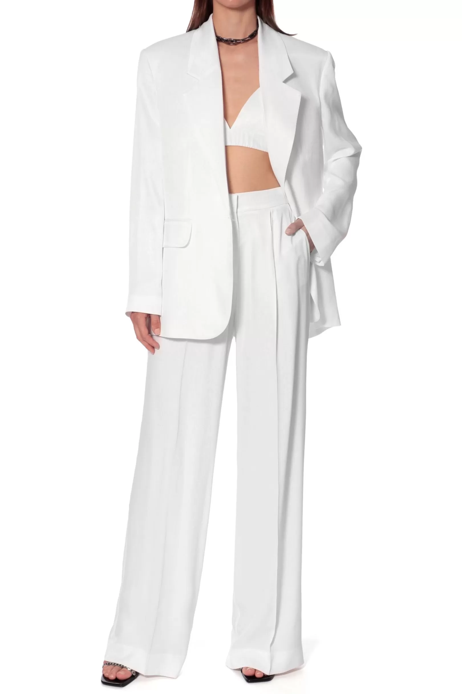 AGGI Suits^Blazer Bellamy Satin Bright White