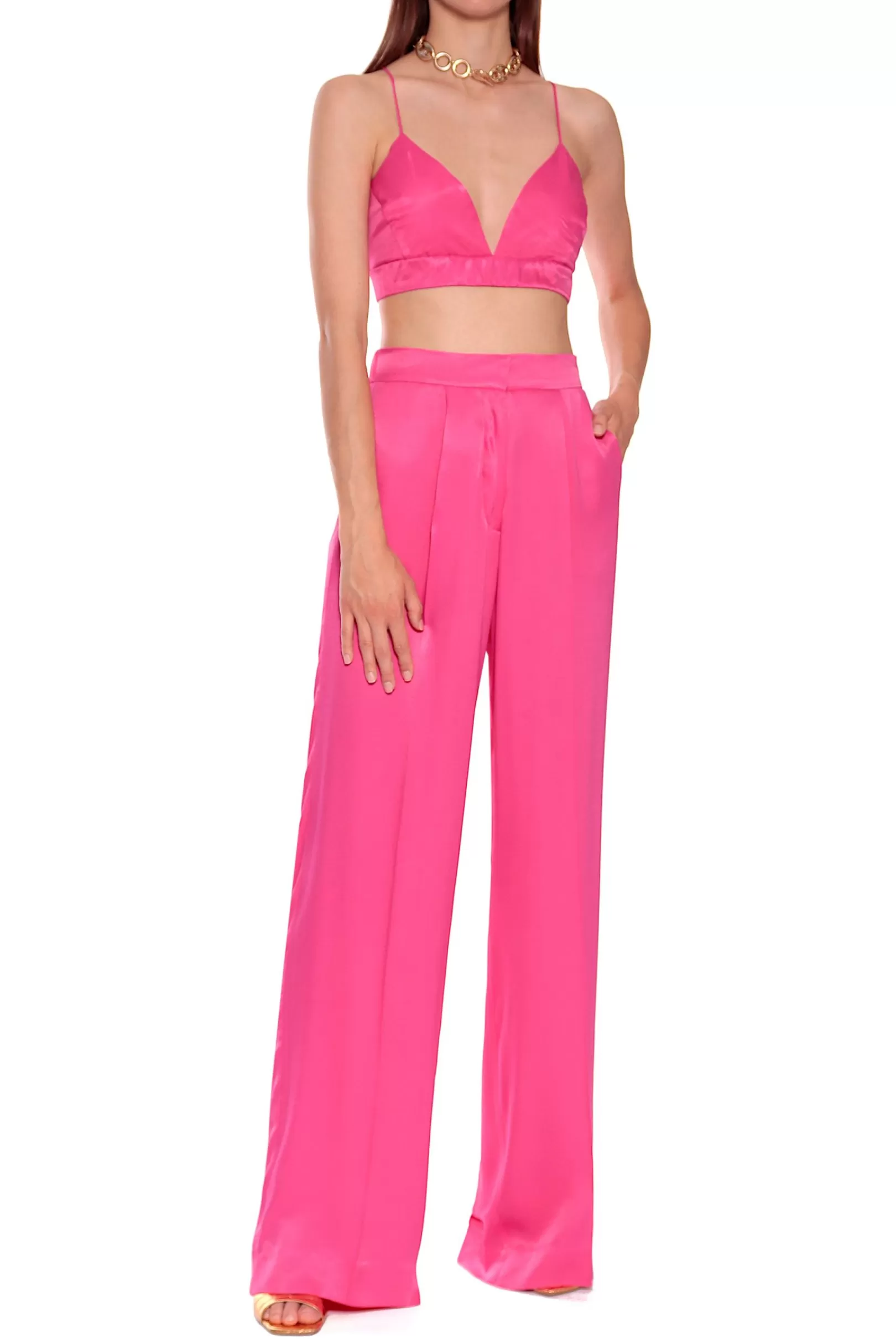 AGGI Suits^Bralette Top Asha Satin Barbie Pink