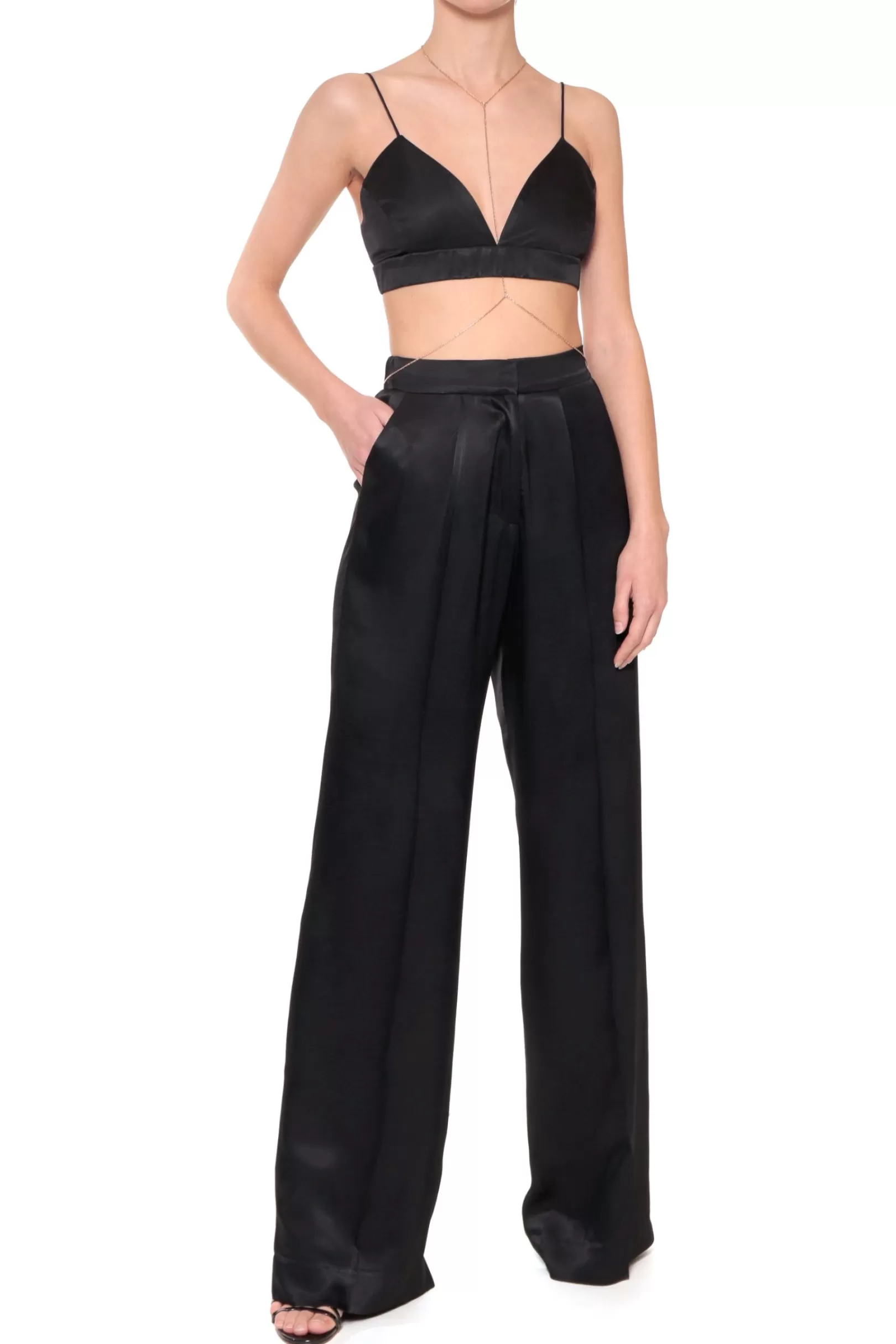 AGGI Suits^Bralette Top Asha Satin Glossy Black