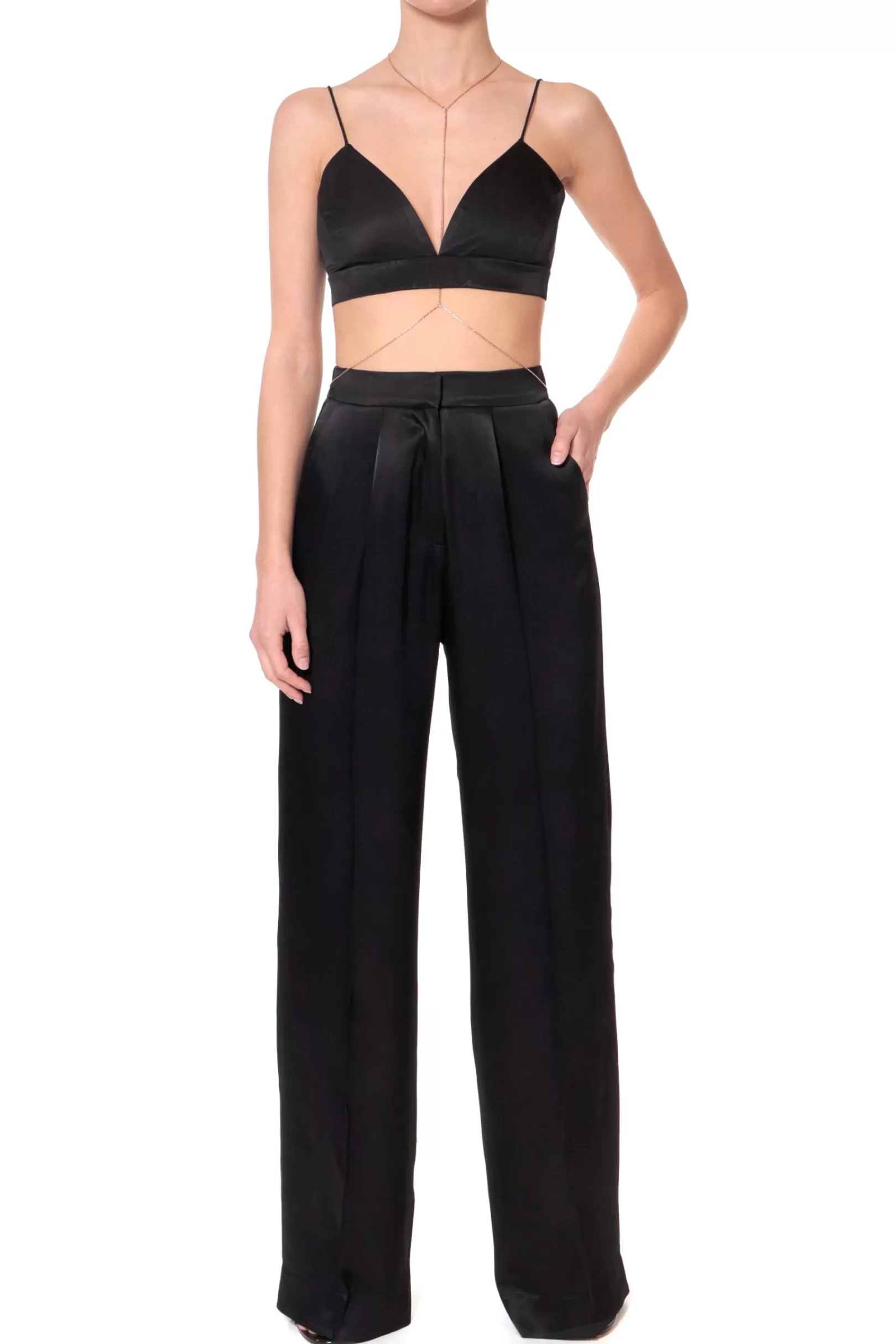 AGGI Suits^Bralette Top Asha Satin Glossy Black