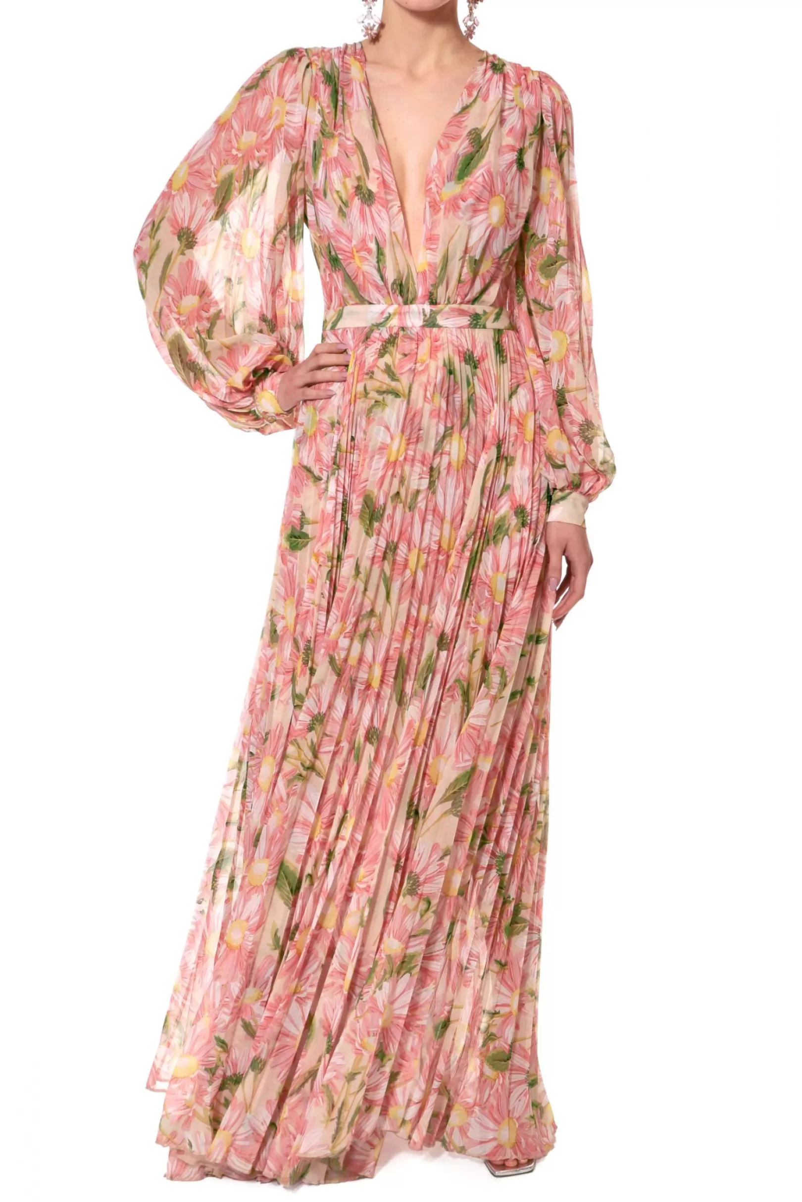 AGGI Dresses^Esme Swirling Pink Pleated Dress