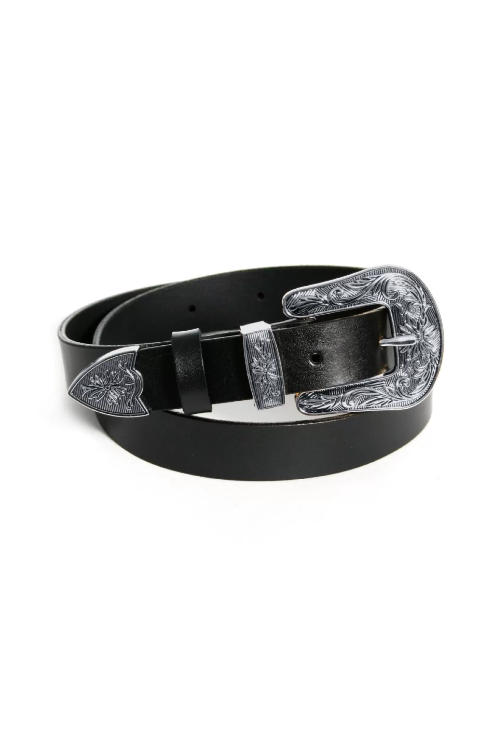 AGGI Belts^Leather Belt Black-Silver Ornament