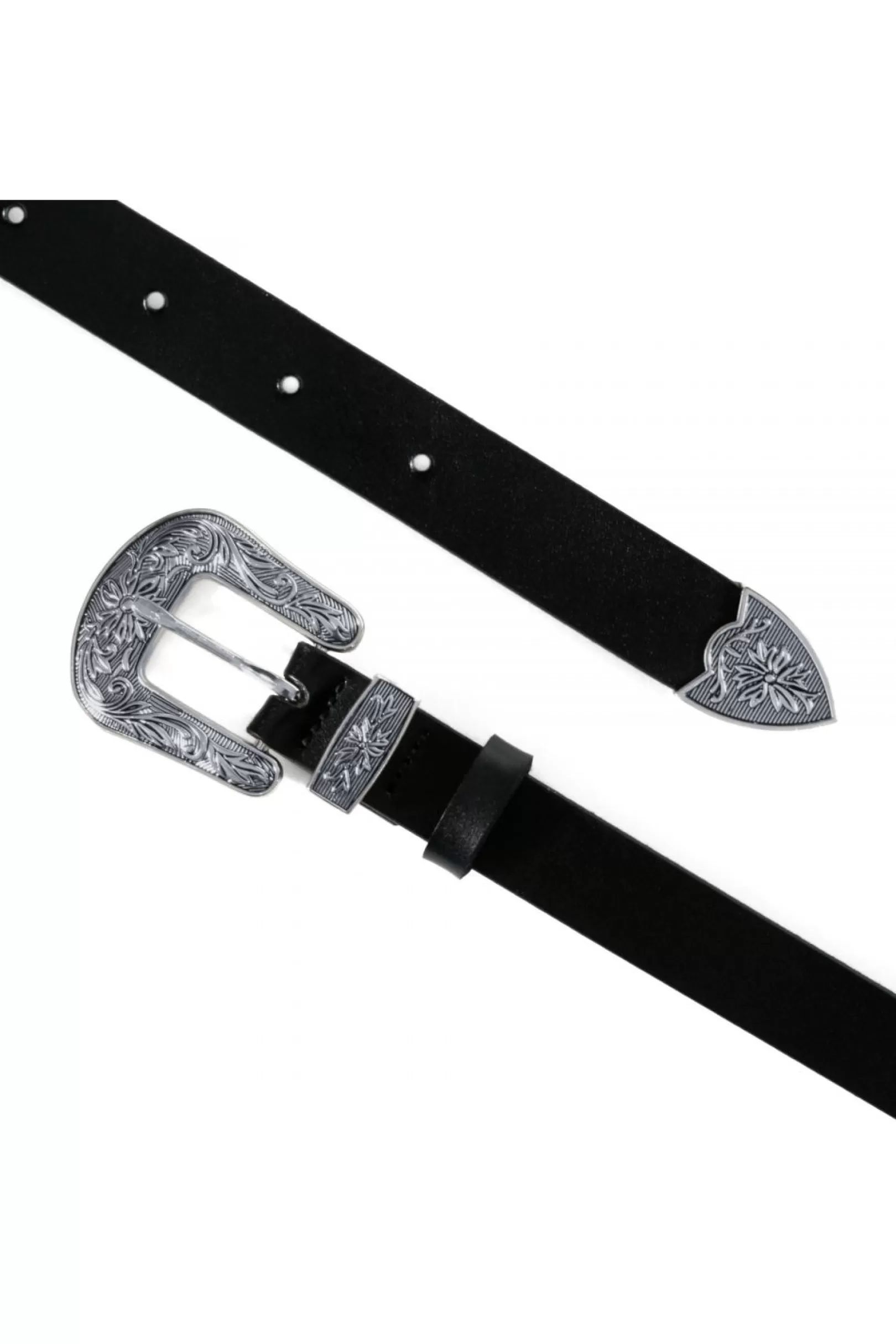 AGGI Belts^Leather Belt Black-Silver Ornament