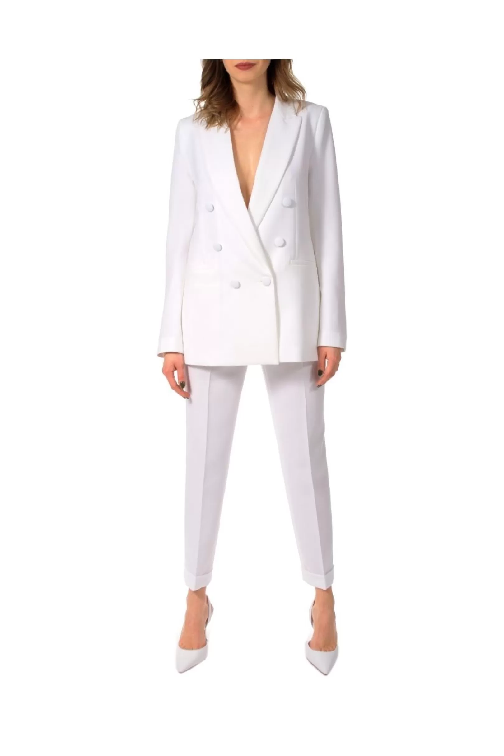 AGGI Suits^Pants Zita With Cuff White Milky