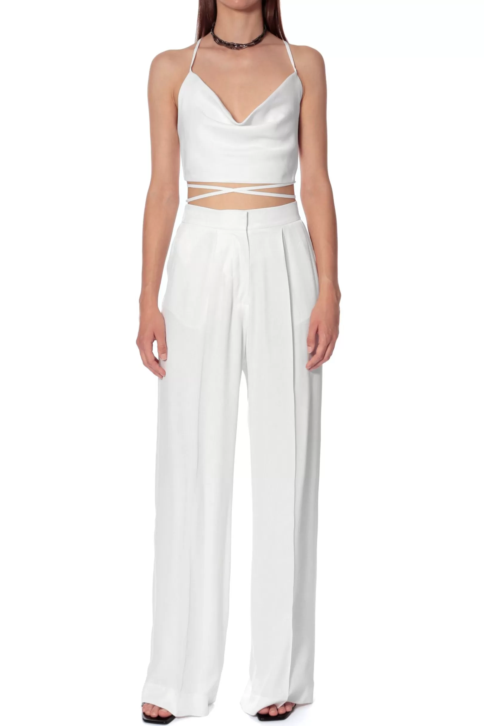 AGGI Co-Ord Sets^Top Lucia Satin Bright White