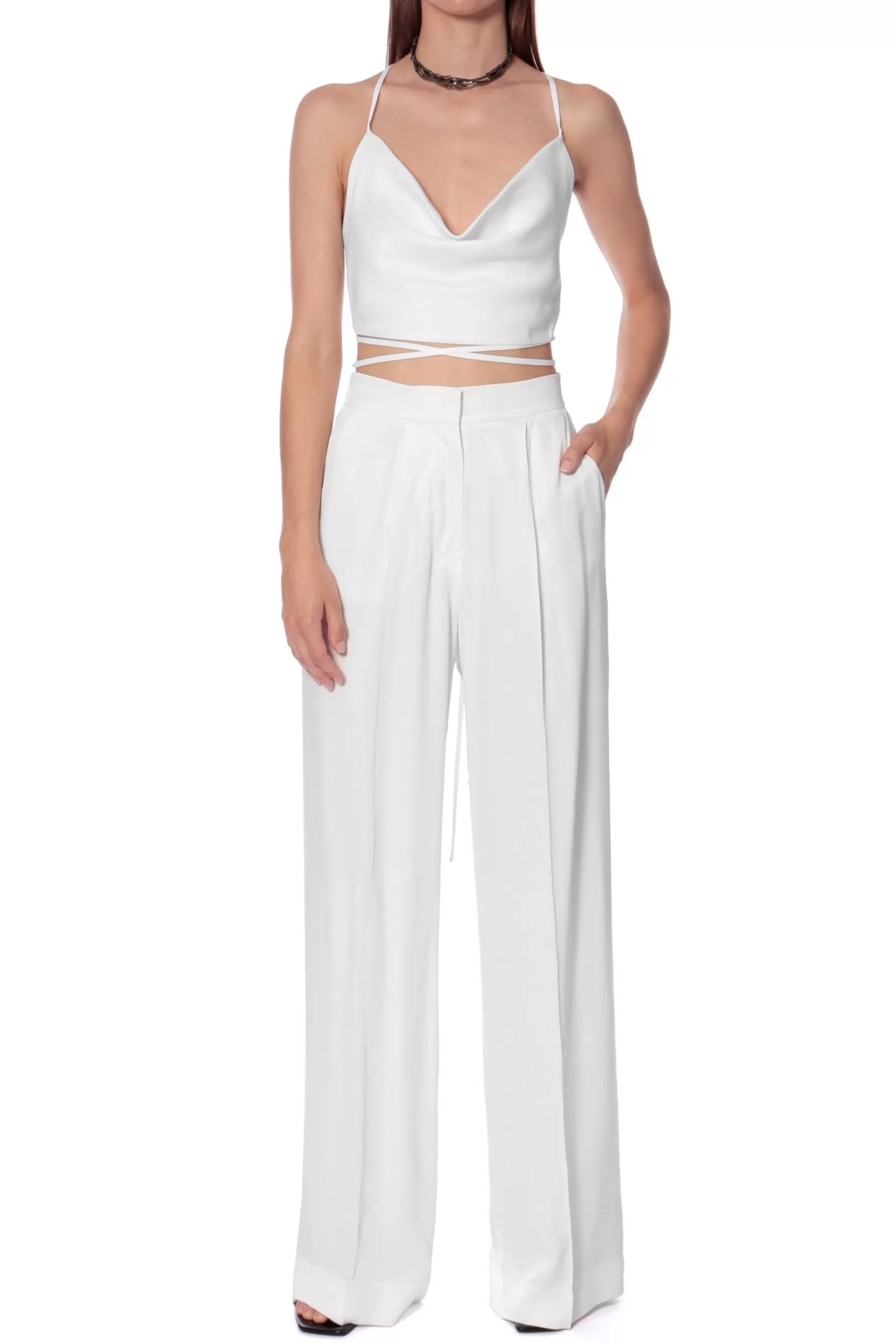 AGGI Co-Ord Sets^Top Lucia Satin Bright White